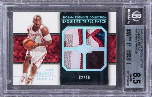 2003-04 UD "Exquisite Collection" Patches Triple #SF Steve Francis Game Used Patch Card (#02/10) - BGS NM-MT+ 8.5